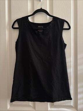 White Stag Black Sleeveless Lace-Trim Tank Top